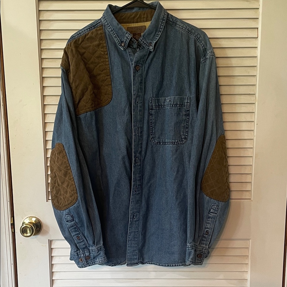 Men's Denim Jacket with Brown Accents